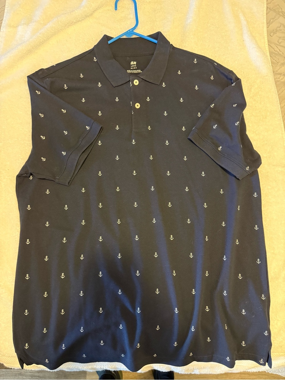 H&M Navy Polo with White Anchor Print